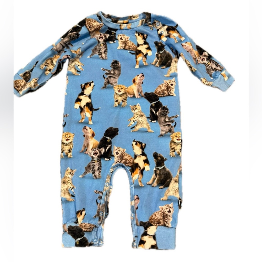 MOLO Fairfax joy of music dog and cats long sleeve romper 6 months